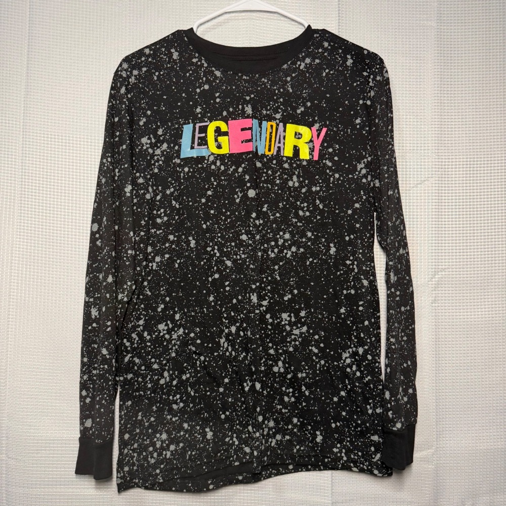 Bailey Apparel Legendary Long Sleeve Graphic Tee Black Splatter Print Size M